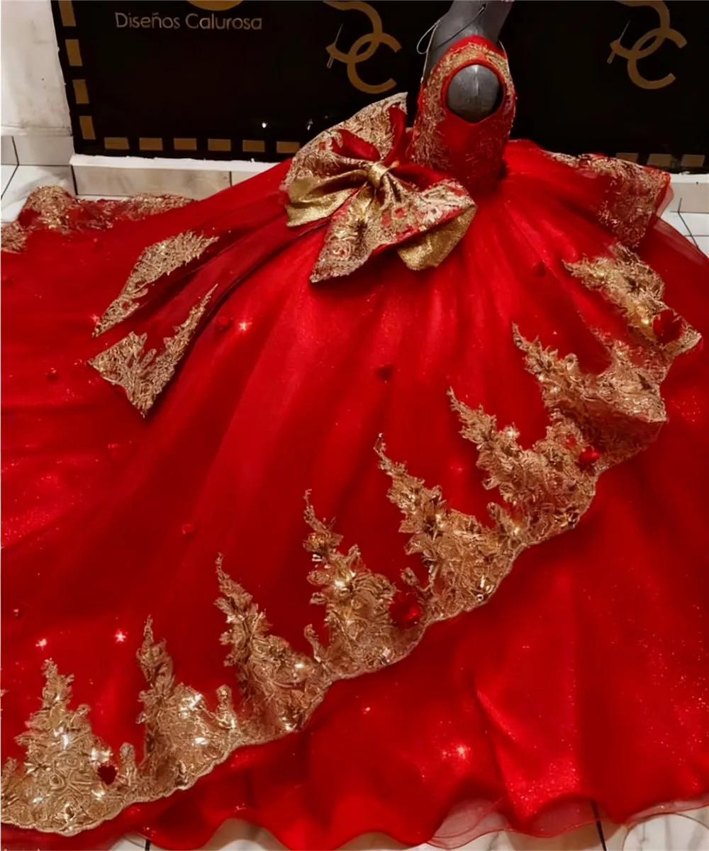 Luxe pluizige bloemenmeisjesjurk voor bruiloft applicaties kant mouwloos lovertjes strik gelaagde kinderverjaardagsfeestje avond baljurk