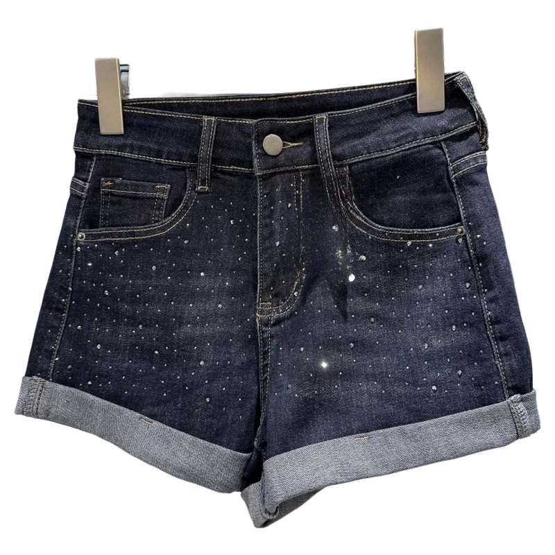 Y2k Pantaloncini di jeans con strass moda retrò donna rosa estate nuovi jeans a gamba larga a-line ultra corti per pantaloni per ragazze calde