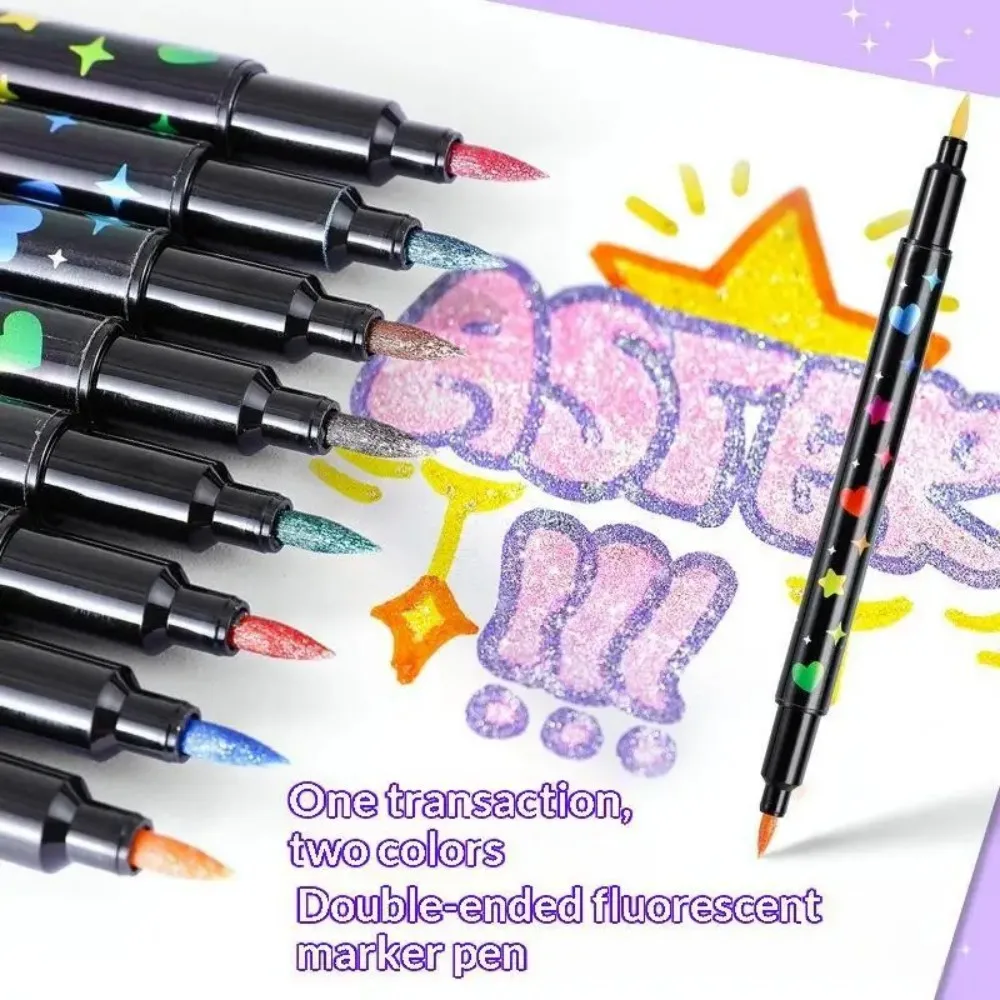 12-48pcs Dual Tip Glitter Metallic Art Marker Pens for Drawing Journal Scrapbook Making DIY Crafts Handbook Cards Poster Album