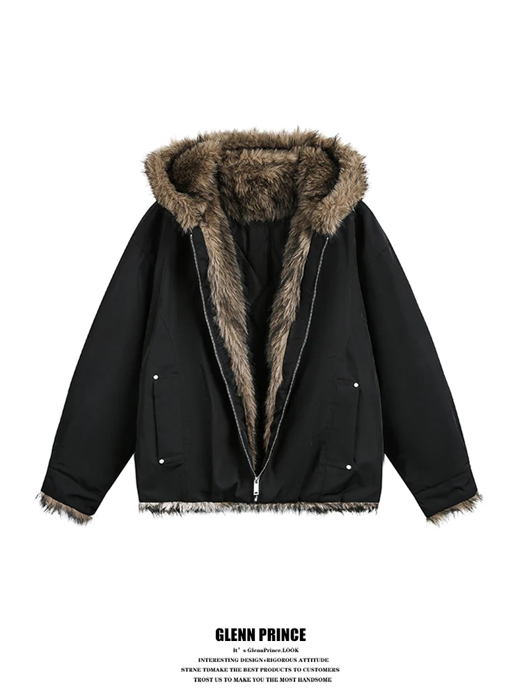 

GPstudio Deconstructed Hooded Cotton Jaet Men's Winter Thiened Warmth Outerwear Polyester Fiber Long Sve ort Sle