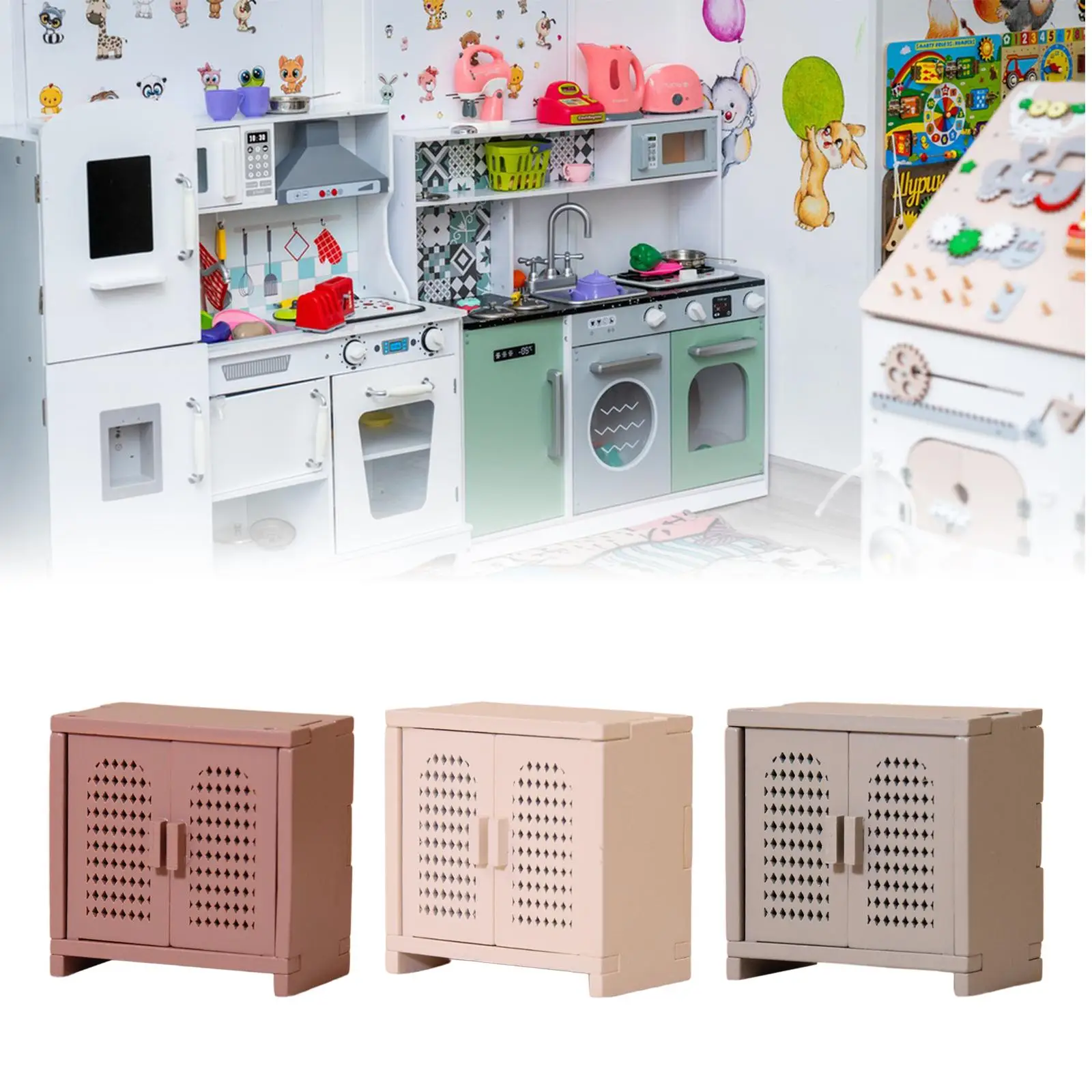 

1:12 Dollhouse Furniture Mini Storage Cabinet, Wooden Ornament Model, Doll House Accessory, Dollhouse Decoration