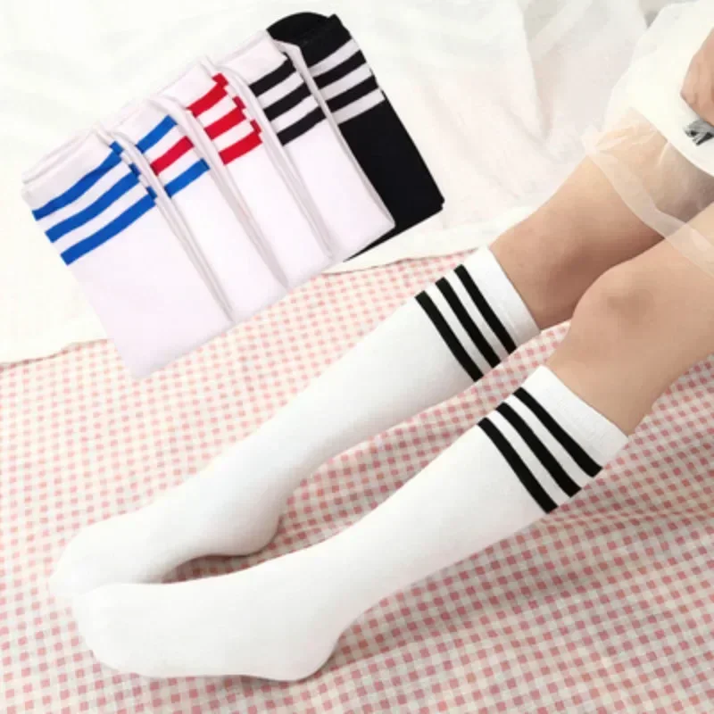 

2025 Kids Knee High Socks Girls Boys Football Stripes Cotton Sports School White Socks Skate Children Baby Long Tube Leg Warm