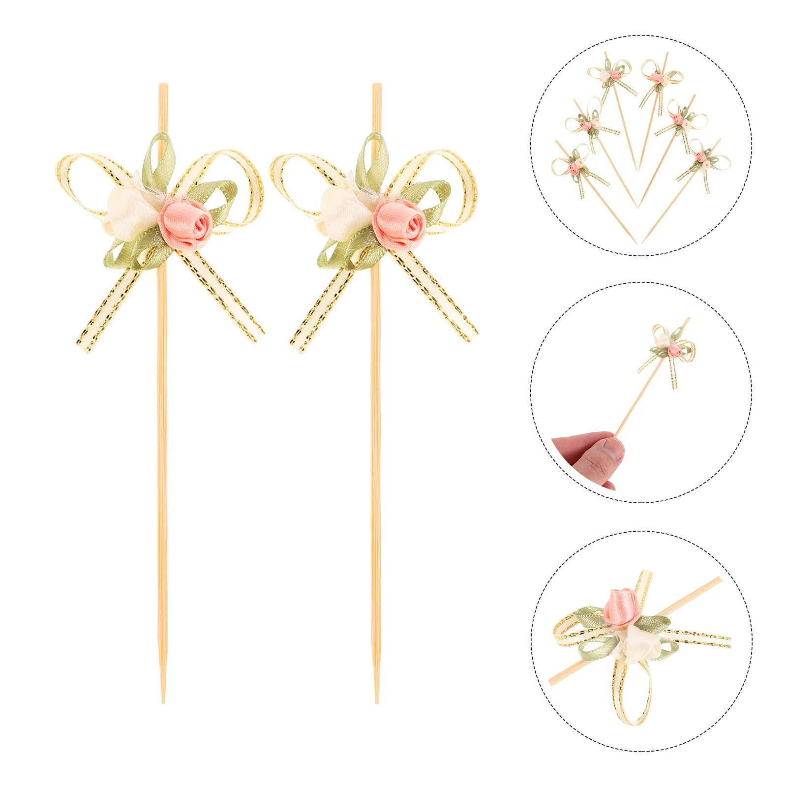 

100Pcs Butterfly Bow Disposable Picks Elegant Fruit Skewers Mini Cake Toppers Dessert Decorations for Weddings Parties Birthdays