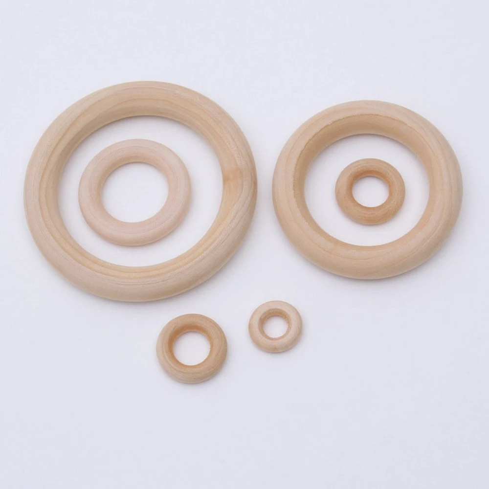1-50Pcs 12-175mm Natural Unfinished Wood Rings Lead-Free Log Wooden Circles Hoop DIY Jewelry Making Curtain Craft Accessories