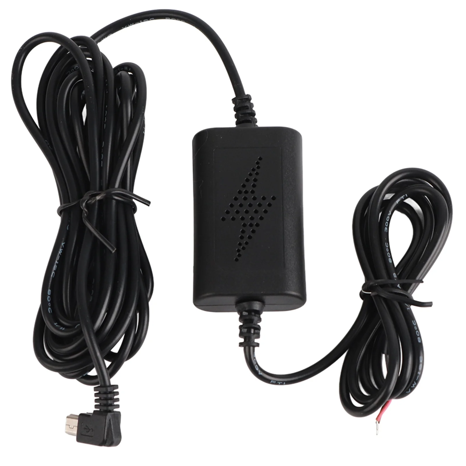 Dash Cam Hardwire Kit 12V/24V to 5V 2.5A Left Angle Mini USB Step‑Down Line for Parking Monitoring