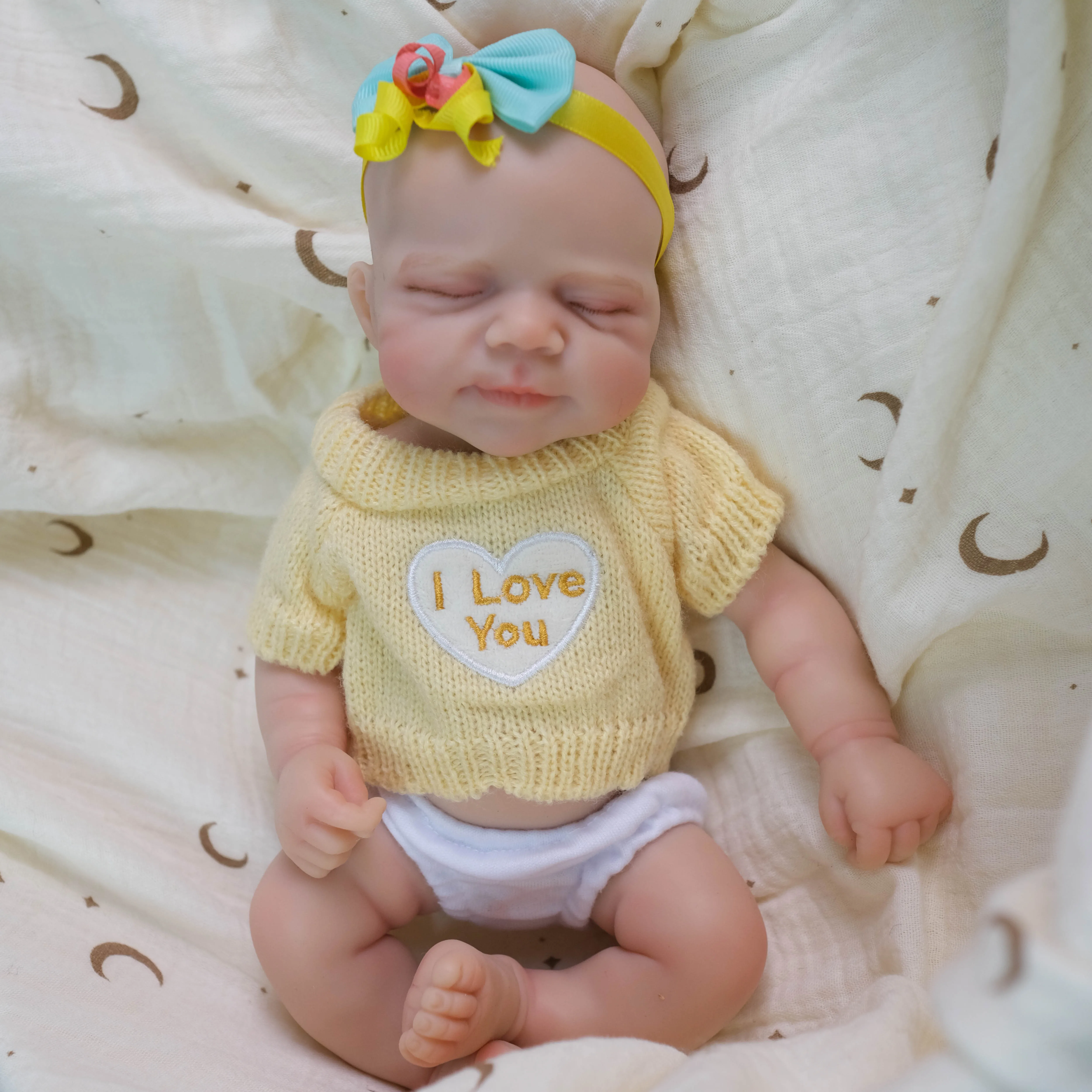 NPK 12inch Solid Platinum Silicone Reborn Baby Doll Handmade High Quality Super Soft Elastic Premie Pascale with Openable Mouth