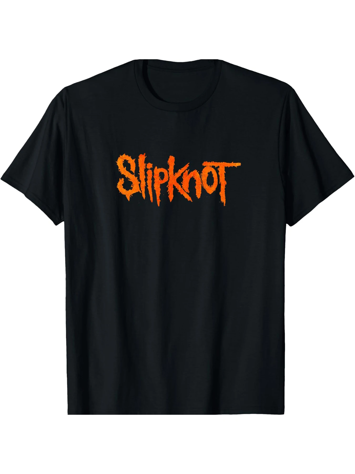 

Slipknot Orange Logo On Black Shirt Men and women's short sleeve T-shirt black round neck