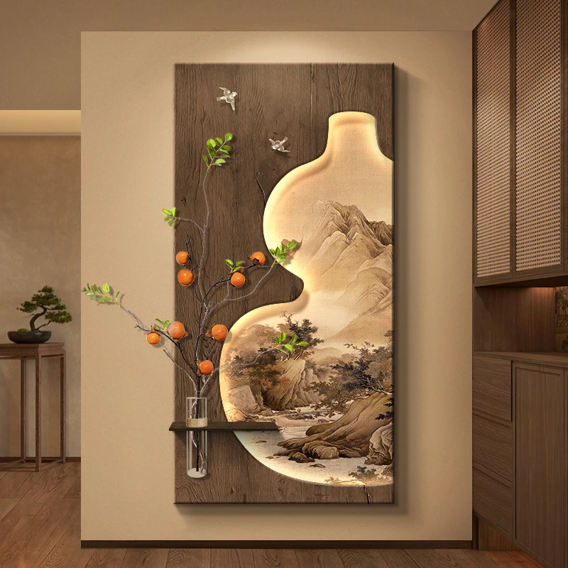 Pomegranate Pomegranate Lucky Gourd Hanging Painting Corridor Passage High-end Feeling with Light Wall Painting
