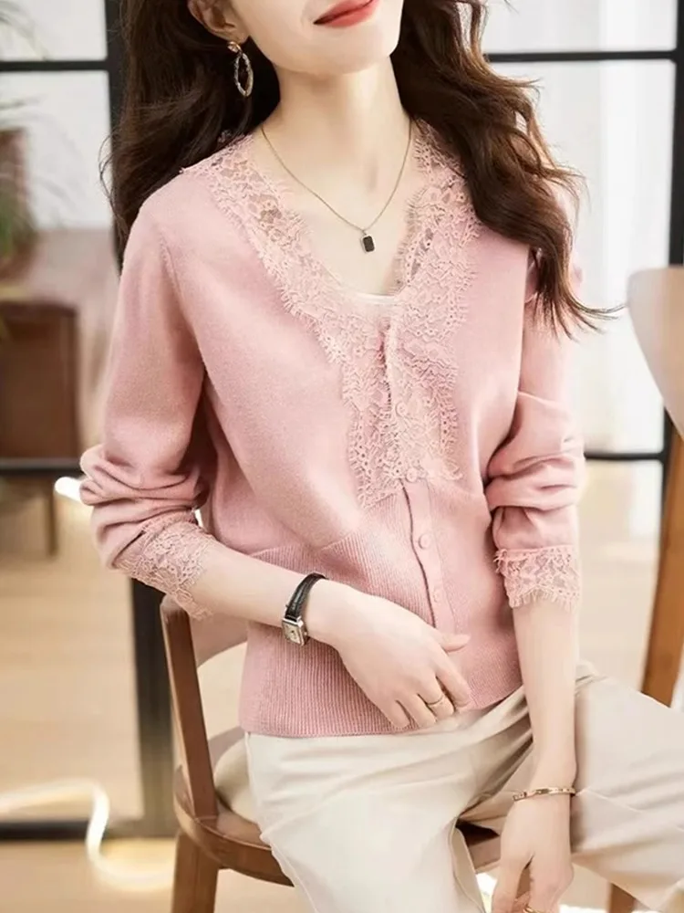 

Вязаный кардиган свободного кроя с длинными рукавами для женщин, утепленный, осенне-зимний, верхняя одежда, свитер в корейском стиле для повседневной носки