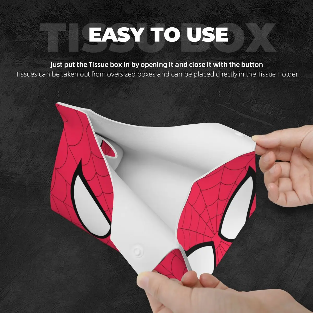 Custom Spider Web Eye Tissue Box Cover Rectangular PU Leather Spider Man Facial Tissue Box Holder for Bathroom Car