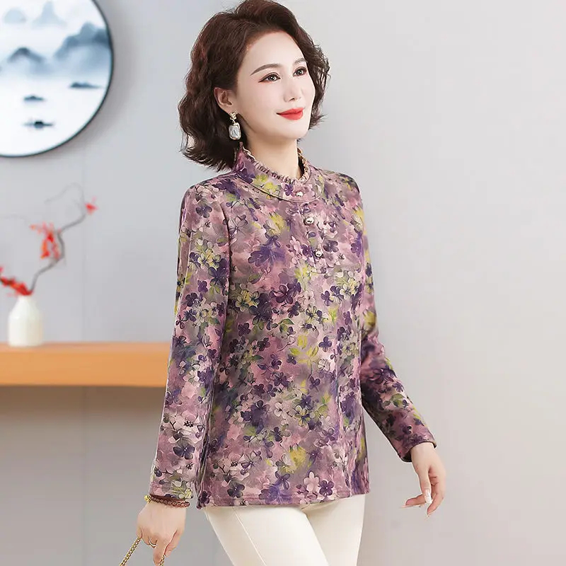 แฟชั่นสไตล์แม่ใหม่แขนยาว Bottoming เสื้อยอดนิยม WARM Plus กํามะหยี่เสื้อยืด TOP เสื้อขนาดเล็กสําหรับผู้หญิง