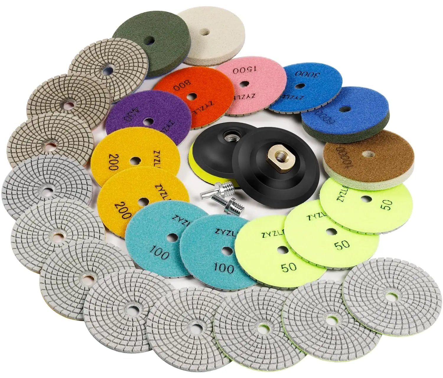 

5 Inch Diamond Polishing Pads Wet/Dry 50-10000 Grit for Marble, Countertop, Quartz, Tile, Granite