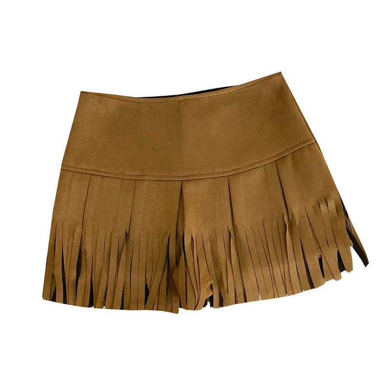 Demi-jupe à franges pour femmes, Design polyvalent, Imitation daim, velours, taille haute, Slim, Design Sense, jupe courte, automne hiver