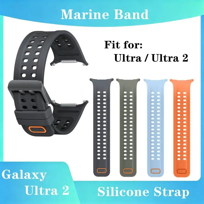 Pulseira Marinha Impermeável para Galaxy Watch Ultra / Ultra2, Pulseira de Silicone Esportiva com Um Clique para Natação e Corrida