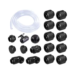 Azieru Fitting Kit Use Soft Pipe Hand Compression Connector Joint + Hose Tube + Switch Water Cooling Accessories Fitting