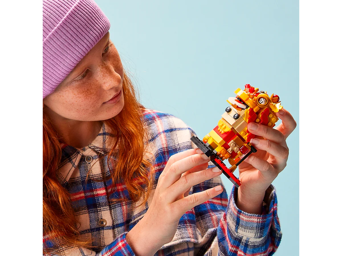 لعبة مكعبات بناء ليغو LG-40540 زخرفة تزيين تمثال رقص الأسد، هدية مكعبات البناء للأولاد والبنات