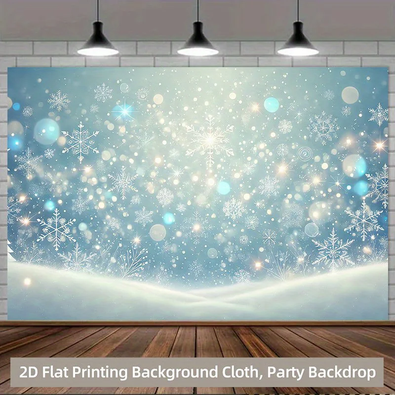 2D platte banner, 1 stuk - Winterachtige, met sneeuw gevulde lucht achtergronddoek, multifunctionele polyesterstof