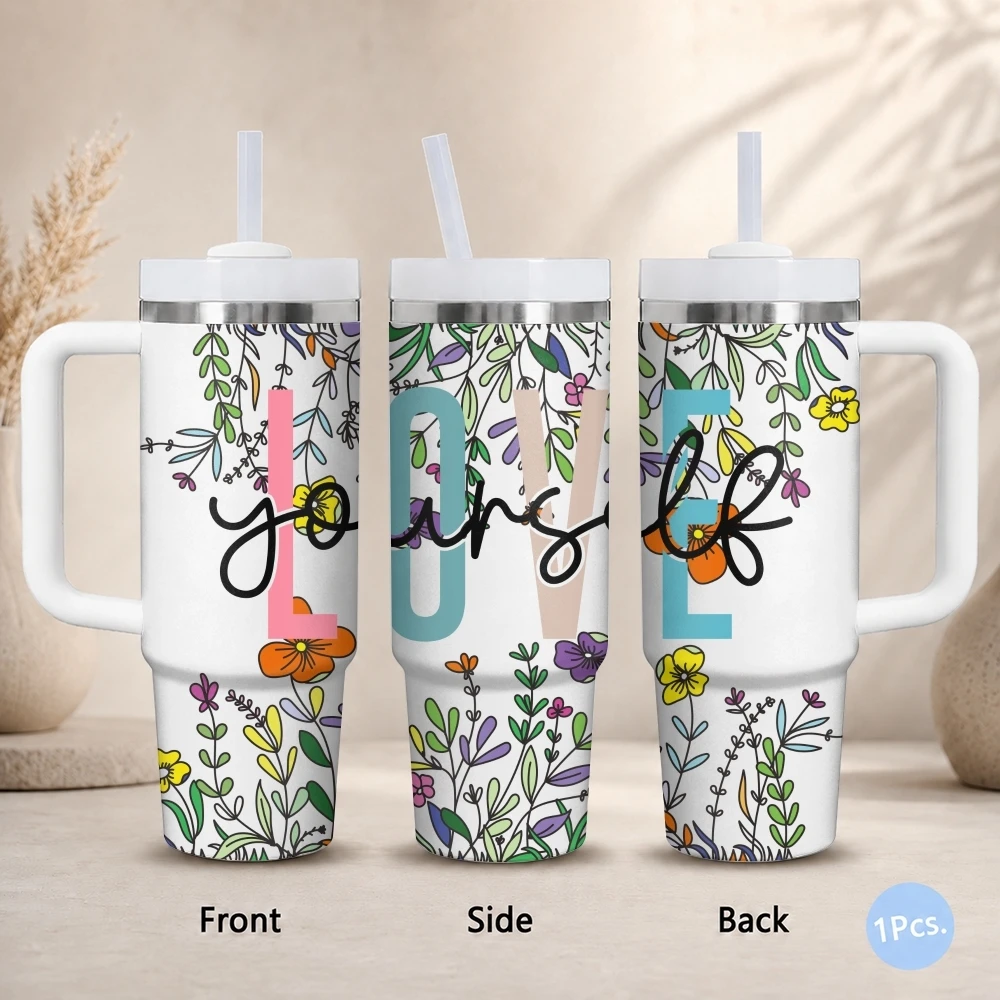 

Inspirational Quotes Vacuum Flasks 40oz Thermal Stainless Steel Tumbler with Handle Straw Leakproof Mug