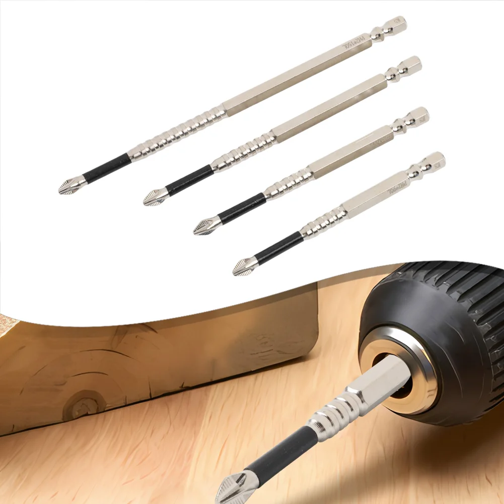 9pcs Magnetic Screwdriver Bit Alloy Steel Anti-Slip Long Drill Bits 1/4 Hex Shank PH2 Head Screwdriver Bit Hand Tools 25-150mm