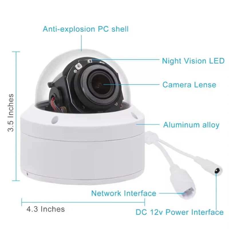 ANPVIZ 4K 8mp ip camera outdoor PTZ Camera IP66 support Optical 5X Zoom 2.7-13.5mm CCTV Surveillance up to IR Distance 30m H.265