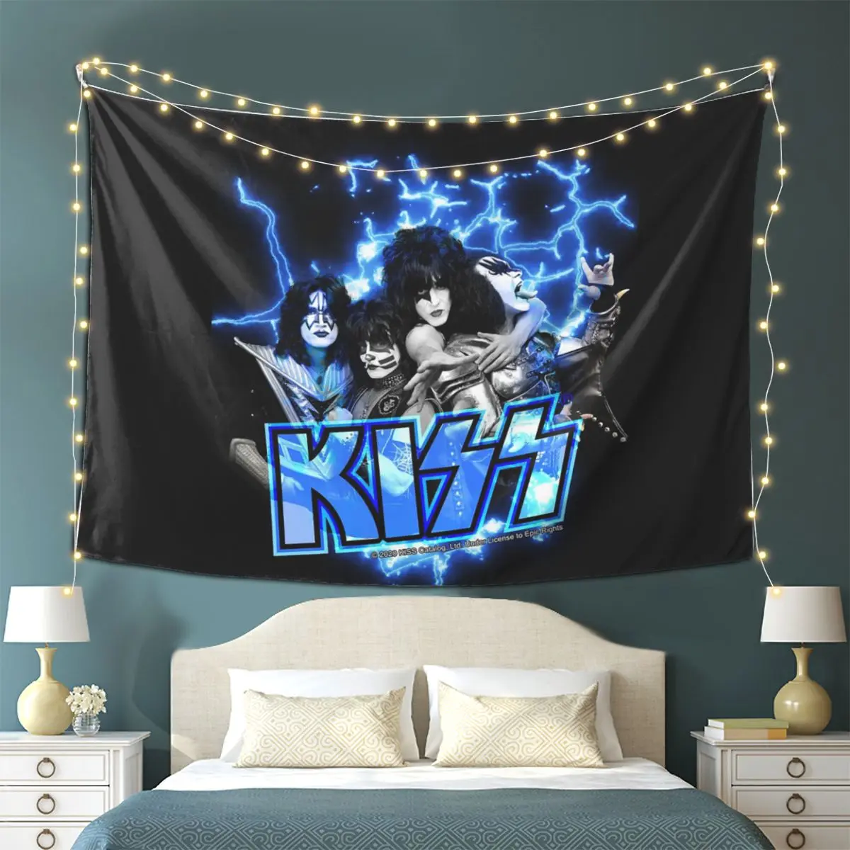 

Kiss Rock Band Retor Tapestry Wall Hanging Aesthetic Home Decor Tapestries for Dorm Room