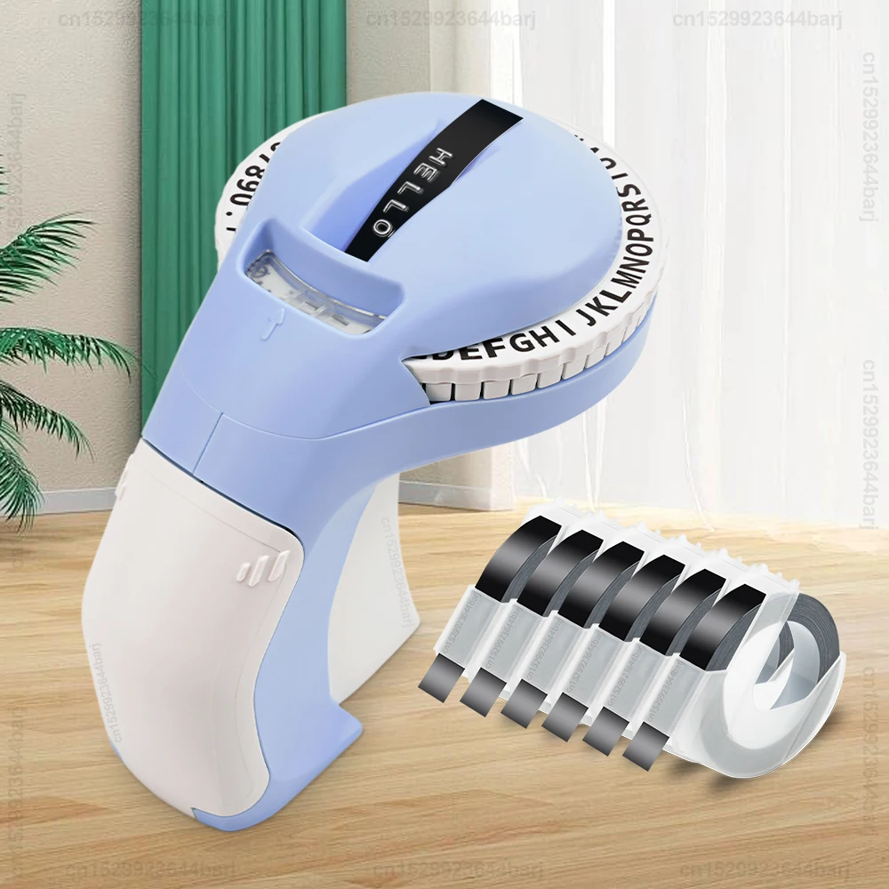 B90 3D Embossing Label Maker Manual Label Printer with Self-adhesive Dymo 3D Label Tape Similar as DYMO 12965 Labeling Machine