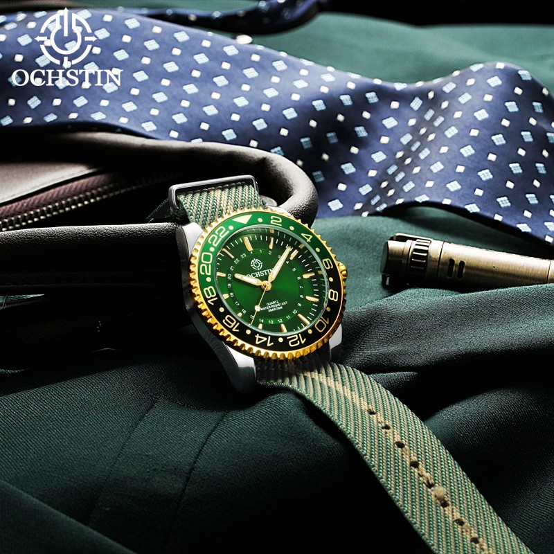 OCHSTIN Men‘s Quartz Movement Nylon Watch Strap Daily Waterproof Navigator Series Watches Male Fashion Classic Wristwatch