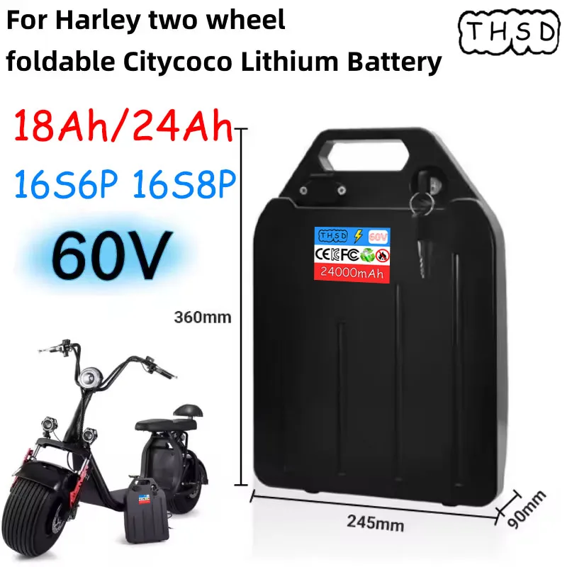 

Batterie Harley originale citycoco 60v 24ah batterie électrique pour 250W ~ 1500W batterie au lithium étanche pour moto Harley