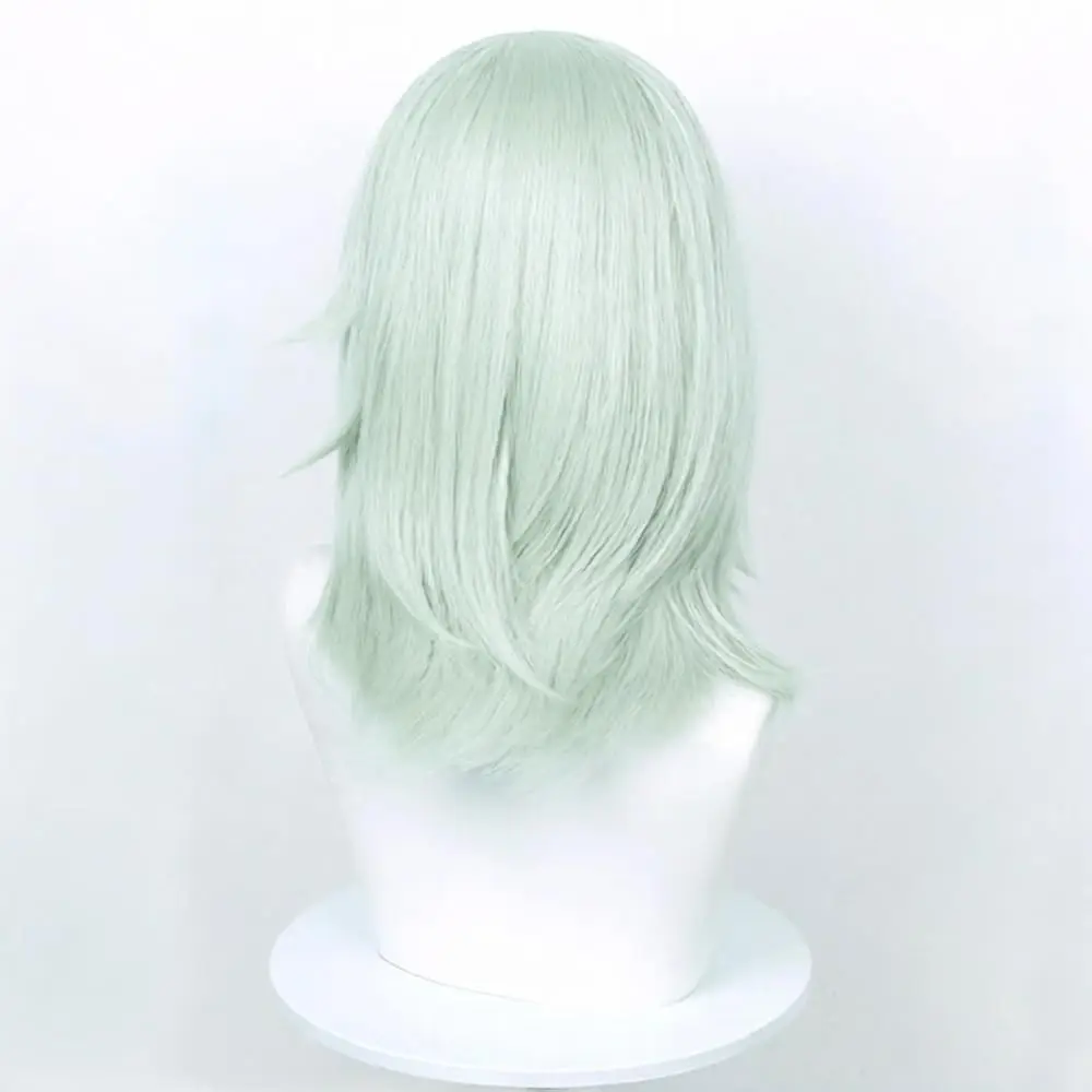 Satou Yaniko Wigs Yani Neko Cosplay Wig  Light Mint Green Short Medium Layered Fluffy Bob Wigs with Bangs Synthetic Hair view 2