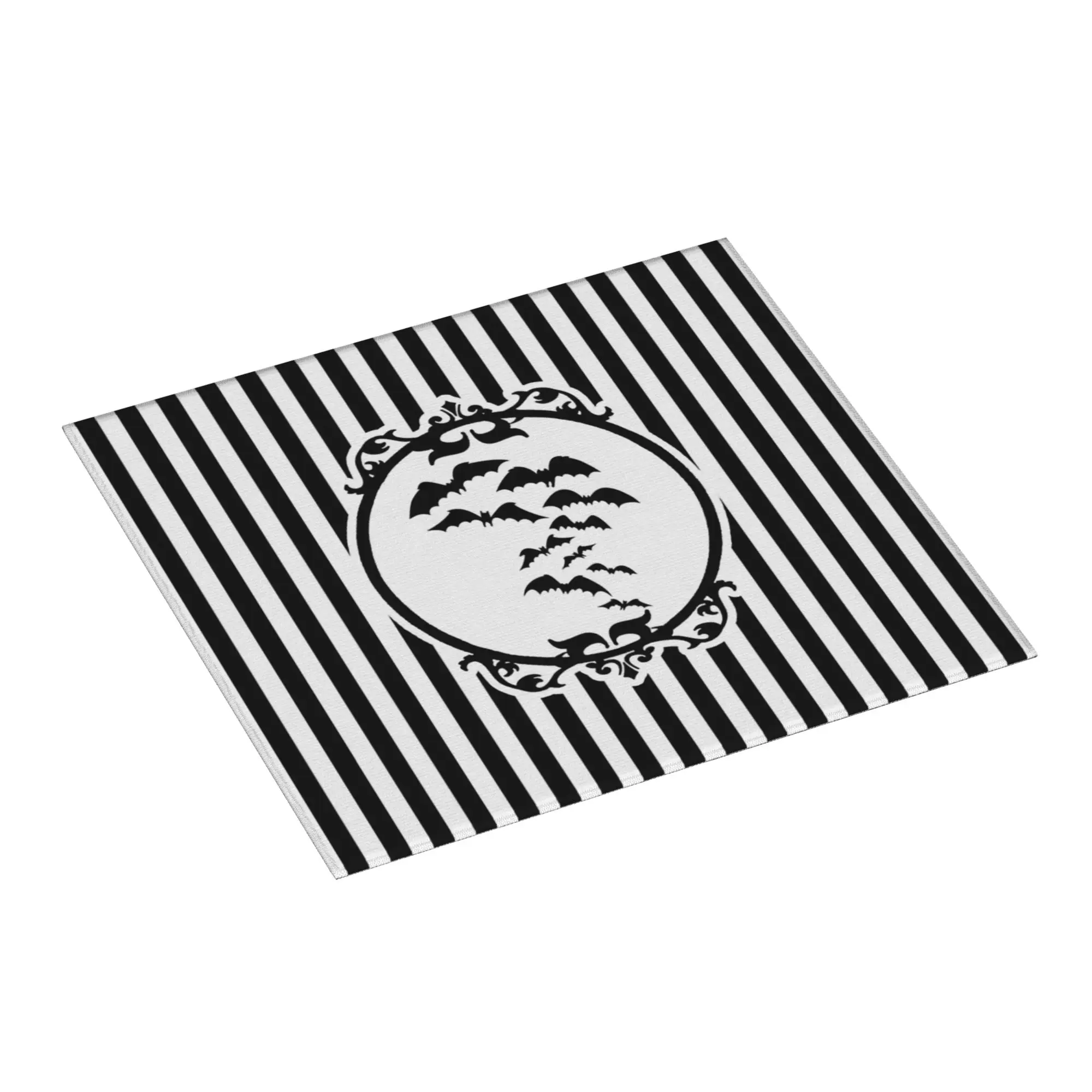 Drying Mat For Kitchen Stripes And Bats Waterproof Reusable Goth Occult Witch Halloween On Slip Kitchen Counter Protector Mat
