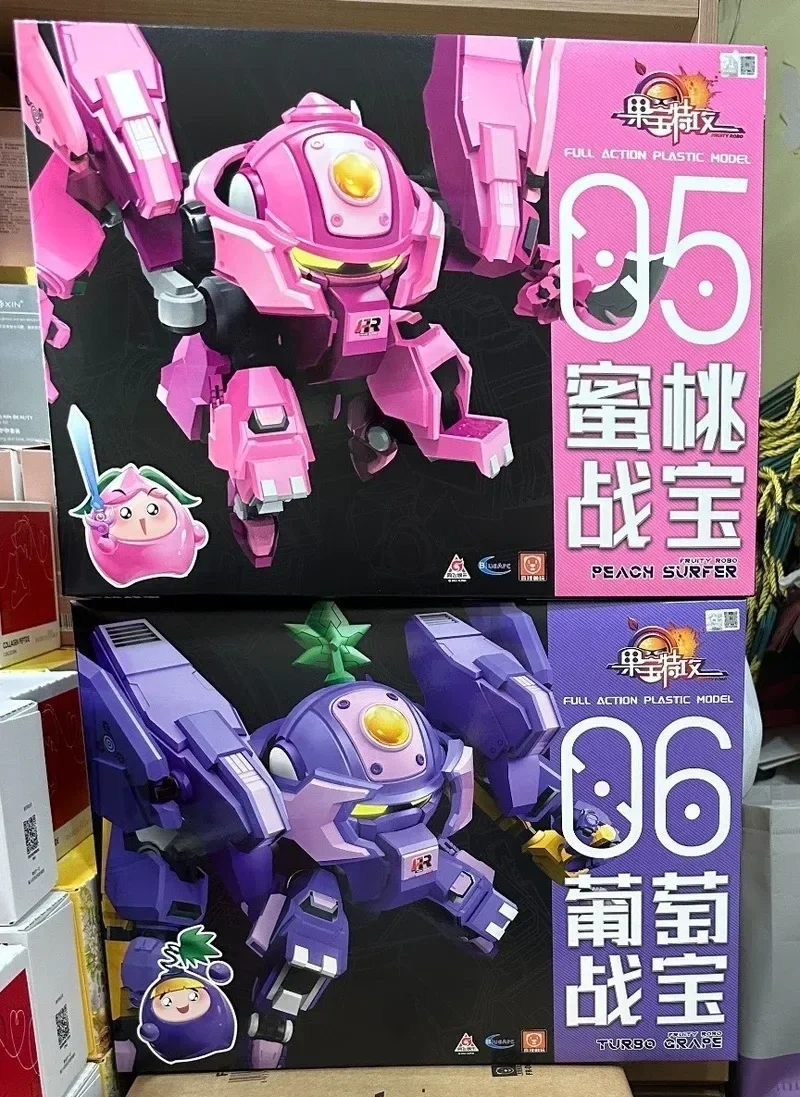 In Stock Yi Li Chuang Wan Fruity Robo Peach Surfer Turbo Grape Berry Hunter Assembling Model Toys Fruit Combo Peach Grape