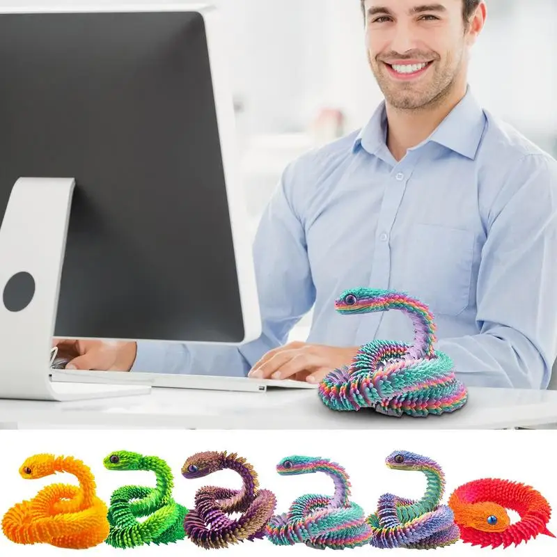 3d impresso cobra juntas rotativas estatueta de cobra escritório em casa artesanato ornamento criativo modelo de cobra brinquedo 2025 presente de ano novo
