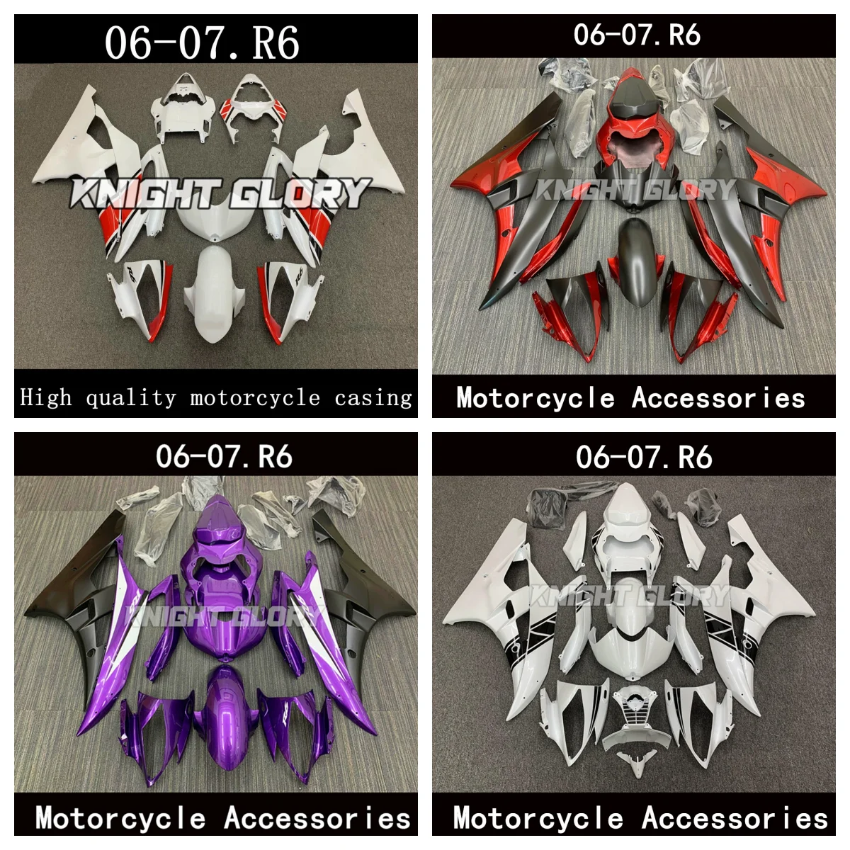 

Applicable to the R6 models of 2006 and 2007. This plastic motorcycle cover body covering kit. High-quality ABS injection compon