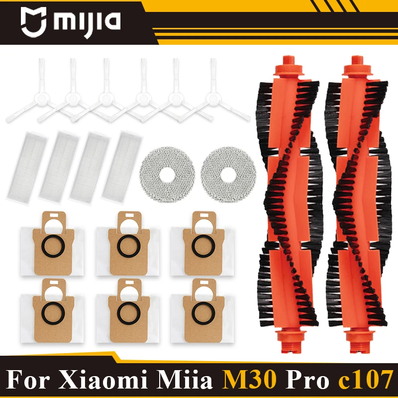 For Xiaomi Mijia M30 Pro C107 Vacuum Replacement Accessories Roller Side Brush Hepa Mop Cloth Filter Dust Bag parts