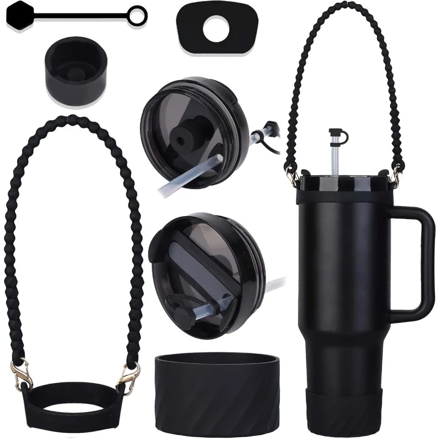 

Cup Accessories Set for Stanley Including 1 Pcs Water Bottle Handle 3 Pcs Silicone Spill Proof Stopper 1 Pcs Silicone Boot for