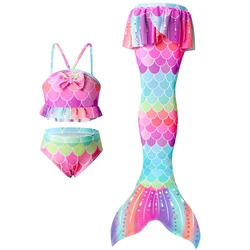 New Style 3 PCS Printing Mermaid Tail Swimsuit Custom Bikini Swimwear for Kid Girls Summer Beachwear Bathing Suit