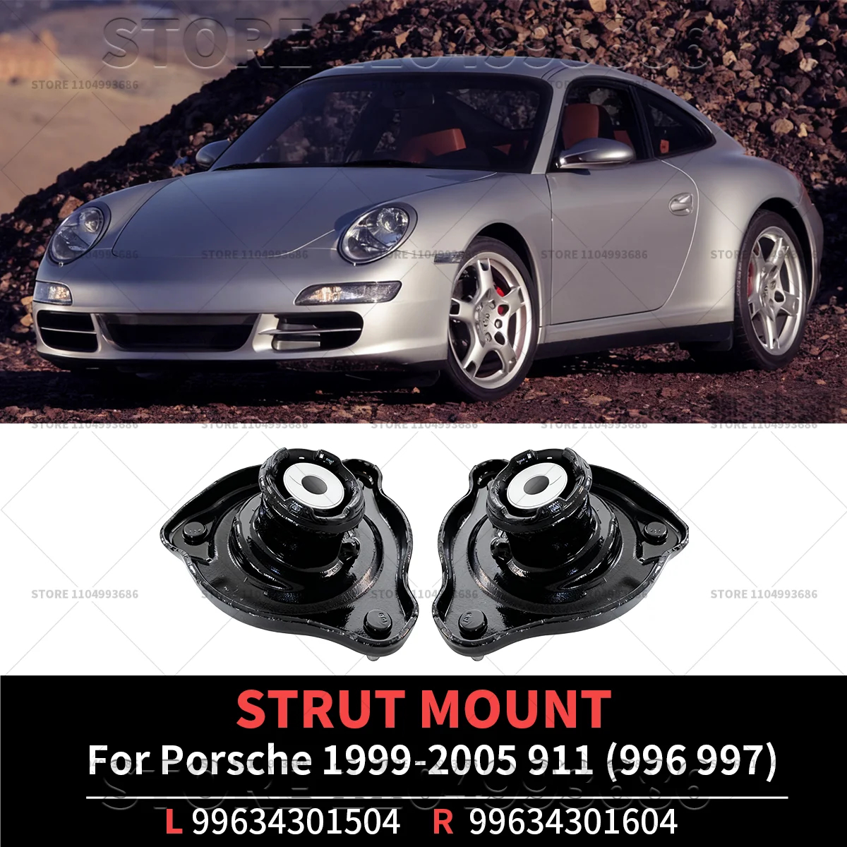 

For 1999 2000 2001 2002 2003 2004 2005 Porsche 911 (996 997) Shock Mount OEM 99634301504 99634301604 996343015Z4 996343016Z4