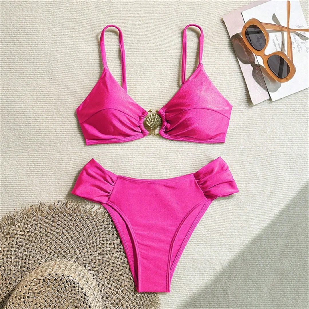S - XL, 7 Farben, hoch geschnittener Bikini, Damen-Badeanzug, zweiteiliges Bikini-Set, gepolsterter Badeanzug, Badebekleidung, Modell V7117. – Detail 12