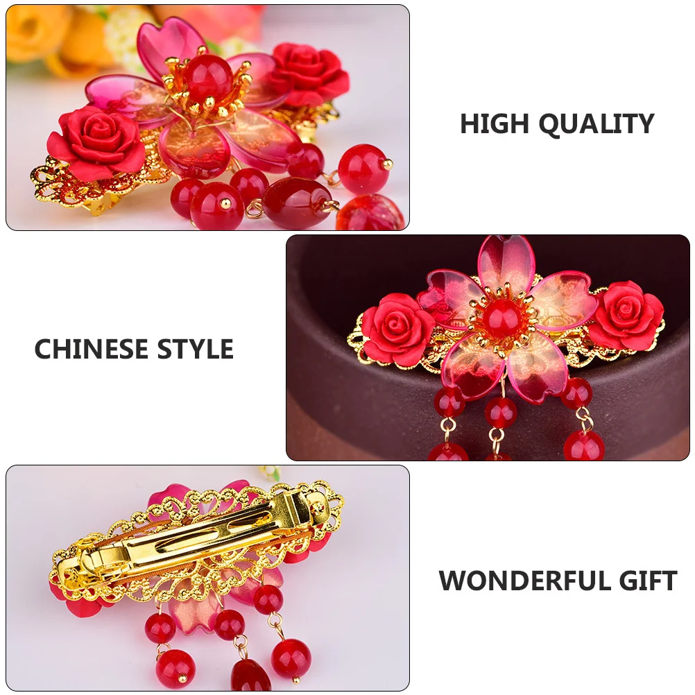 

Elegant Hair Accessory Red Tassel Hairpin Retro Style Exquisite Workmanship Win Compliments Fashionable Hair Clasp
