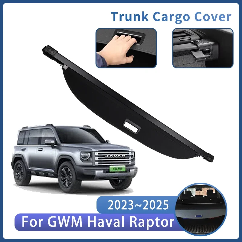 Car Trunk Bracket For Haval Raptor With speaker 2023 2024 2025 Rear Trunk Cargo Cover Retractable Curtain Interior Accessories