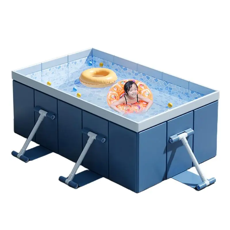 

Folding Swimming Pool Hard Shell Wading Pool Foldable Dog Pool Outdoor Backyard Rectangular Portable Pool Adult Kiddie Pool For