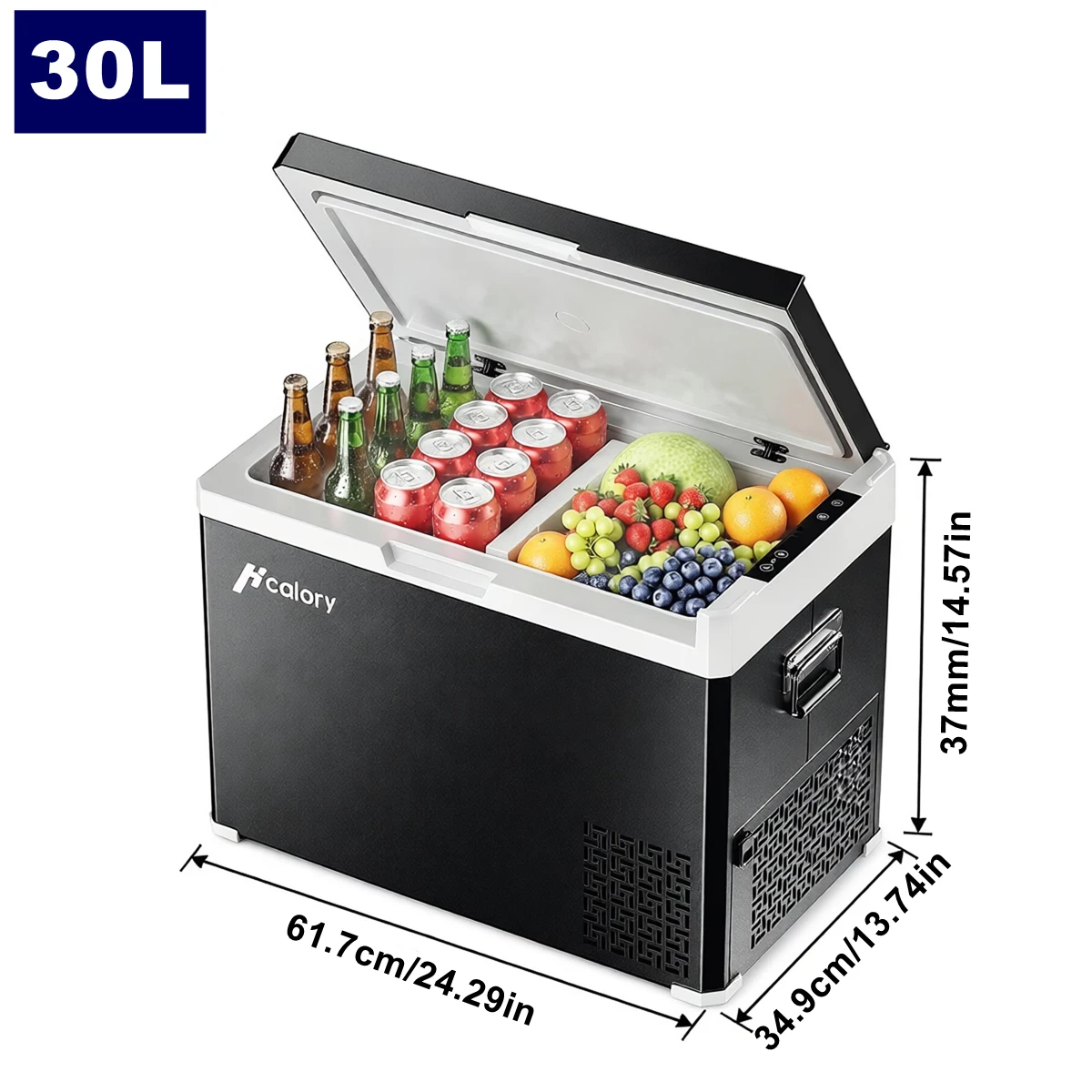 Hcalory D-Serie Kompressor Kühlbox DC12V/24V AC230V, Zweizonen Kühl-Gefriergerät für Auto und Zuhause, tragbare Kühlbox für LKW, SUV und Camping