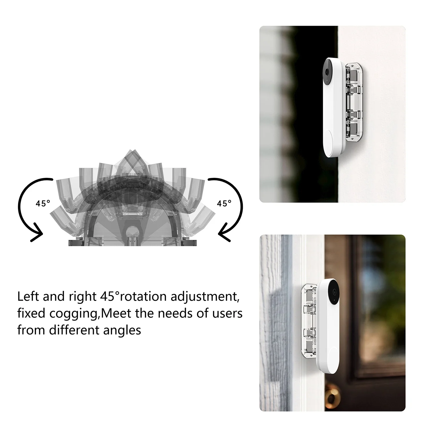 Remplacement de la sonnette horizontale, Smart Video, Prend ket Stores, Right 45, Résistant pour Google 2021, Noir