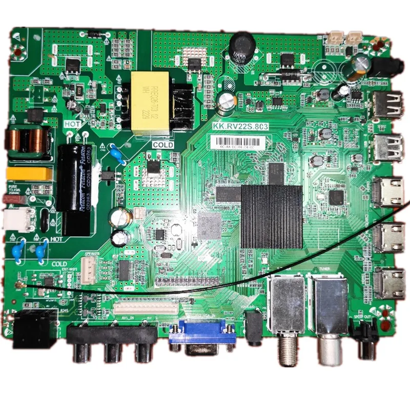 Free shipping ! KK.RV22S.803 4-core network WiFi TV motherboard Android system 1g  DDR+8G emmmc 34--52v  50w