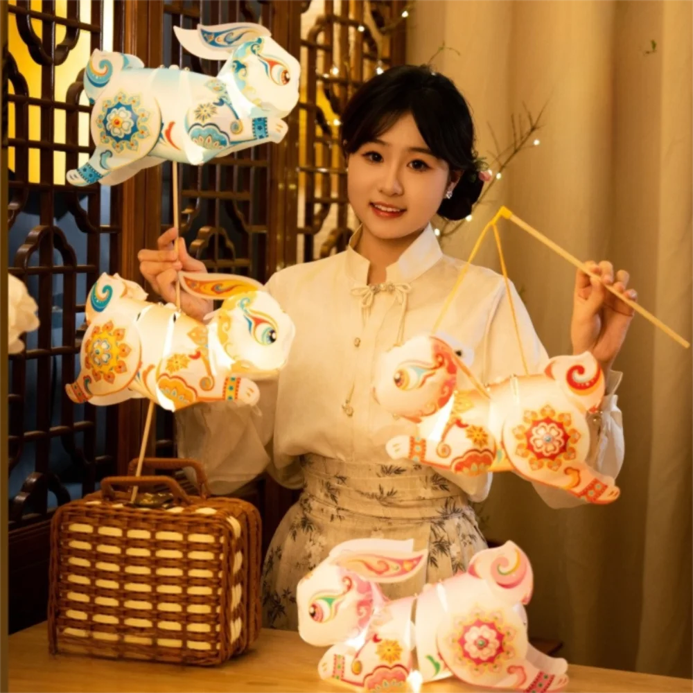 

Flying Rabbit Rabbit Lantern Chinese Style Handmade Handheld Rabbit Lantern Cartoon Glowing Mid-Autumn Festival Lantern