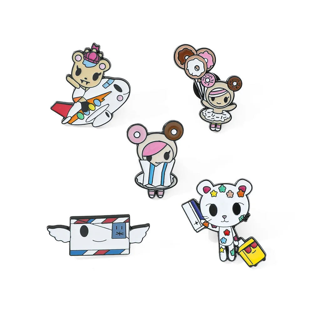 

1 Set Anime Originality Enamel Pin Tokidoki Cartoon Figure Metal Badge Brooch Backpack Clothing Lapel Pin Jewelry Accessories