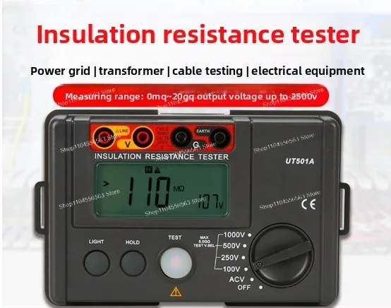 ​​UT501A Insulation & Continuity Tester, Digital Megohmmeter for Electrical Safety Testing, 1000V Resistance Analyzer​​