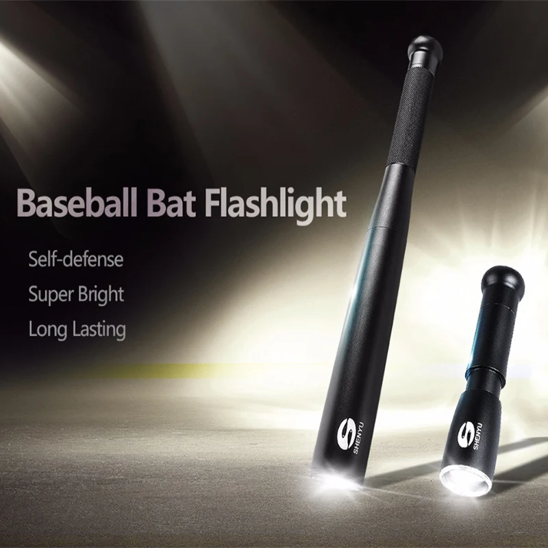 Baseball Bat T6 Flashlight Waterproof Super Bright Baton Aluminium Alloy LED Flashlight Emergency Self Defens Outdoor Lighting