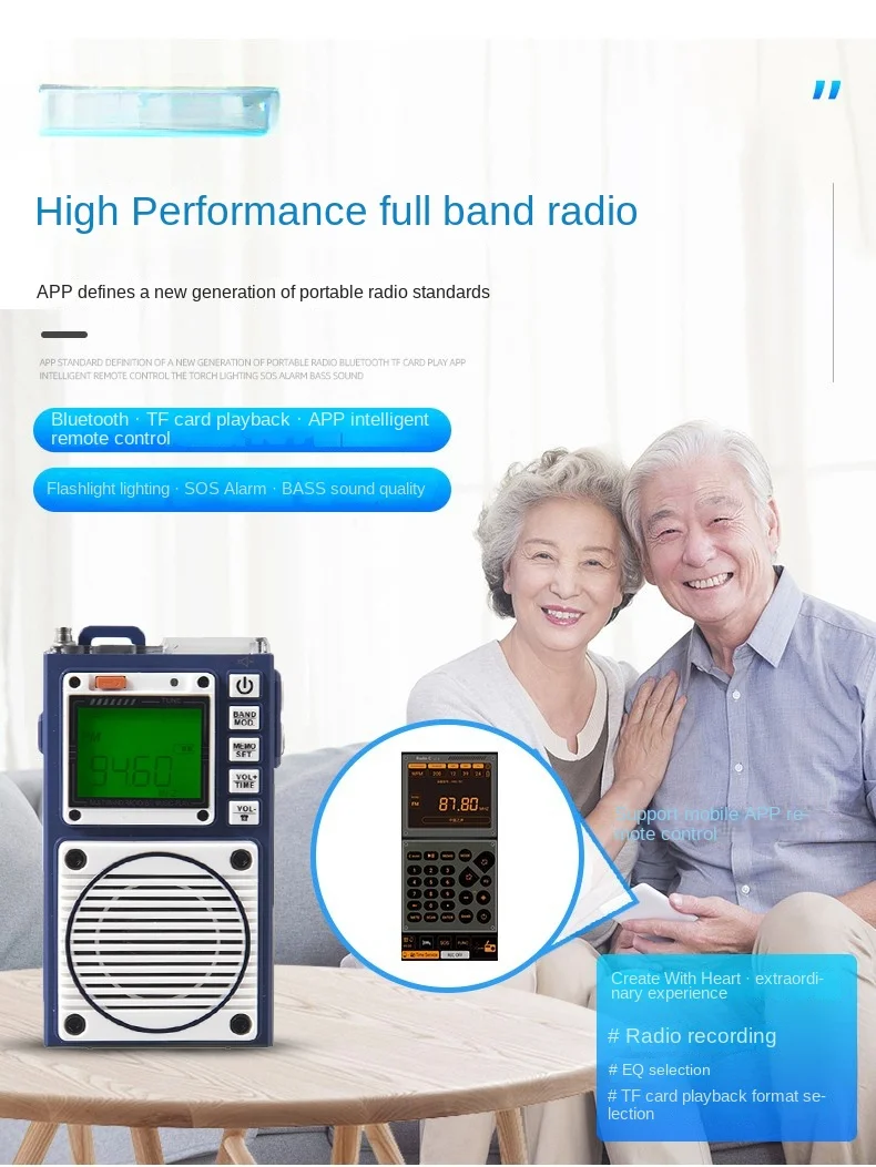 For Portable Small Full Band Radio Elderly Student Running Morning Exercise Plug-in Card Bluetooth Speaker