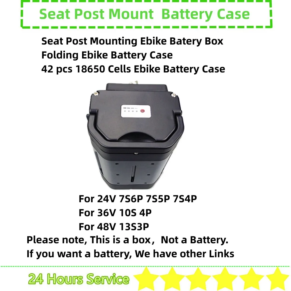 

39 40 42 pcs 18650 cells Ebike Battery Box 48v 36v 24v Folding Electric Bike Tricycle Seat Post Mounting Battery Case